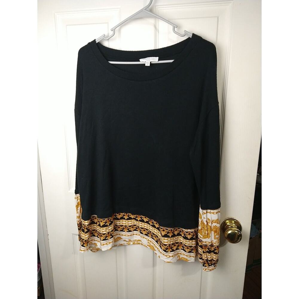 New Directions Woman PXL Blouse Pullover Business Casual Naval Accent Trim